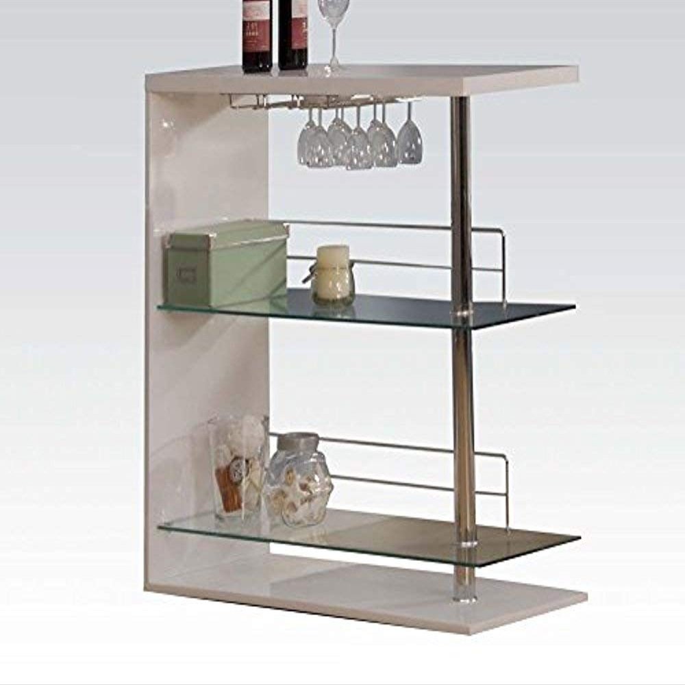 Acme Chic Modern White & Chrome Finish Bar table