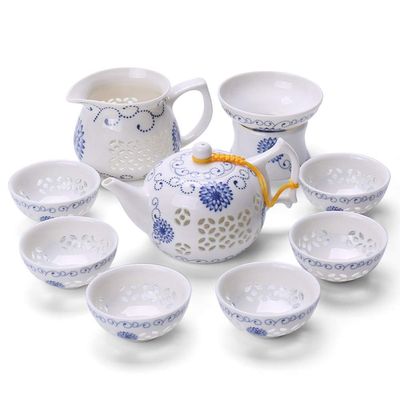 Chinese Gongfu Tea Set for Adults, Portable Kung Fu Tea Set with Teapot Cups, Gongdaobei Set(Sunward Flower)