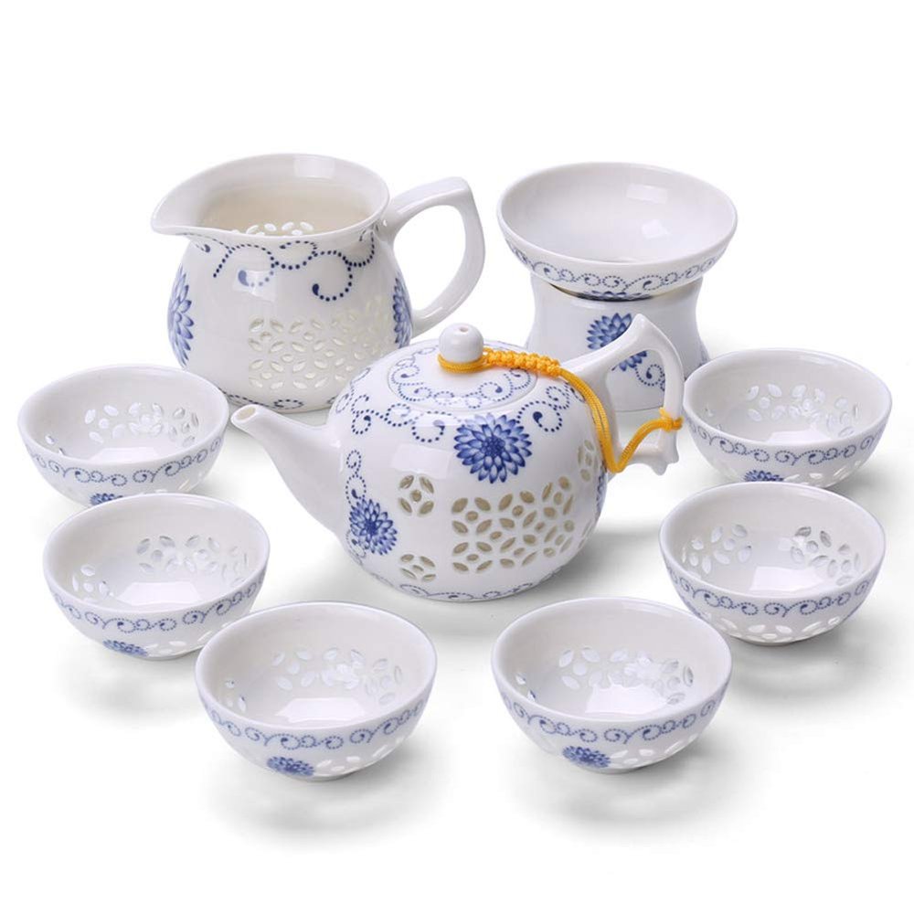 Chinese Gongfu Tea Set for Adults, Portable Kung Fu Tea Set with Teapot Cups, Gongdaobei Set(Sunward Flower)
