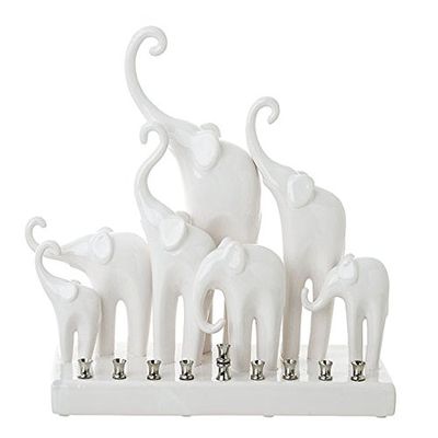 Ceramic Menorah Family Elephants