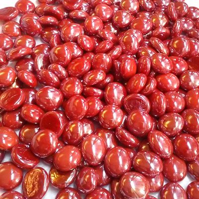 Creative Stuff Glass - 5 LB Opal Red Irid Small - Glass Gems - Vase Fillers