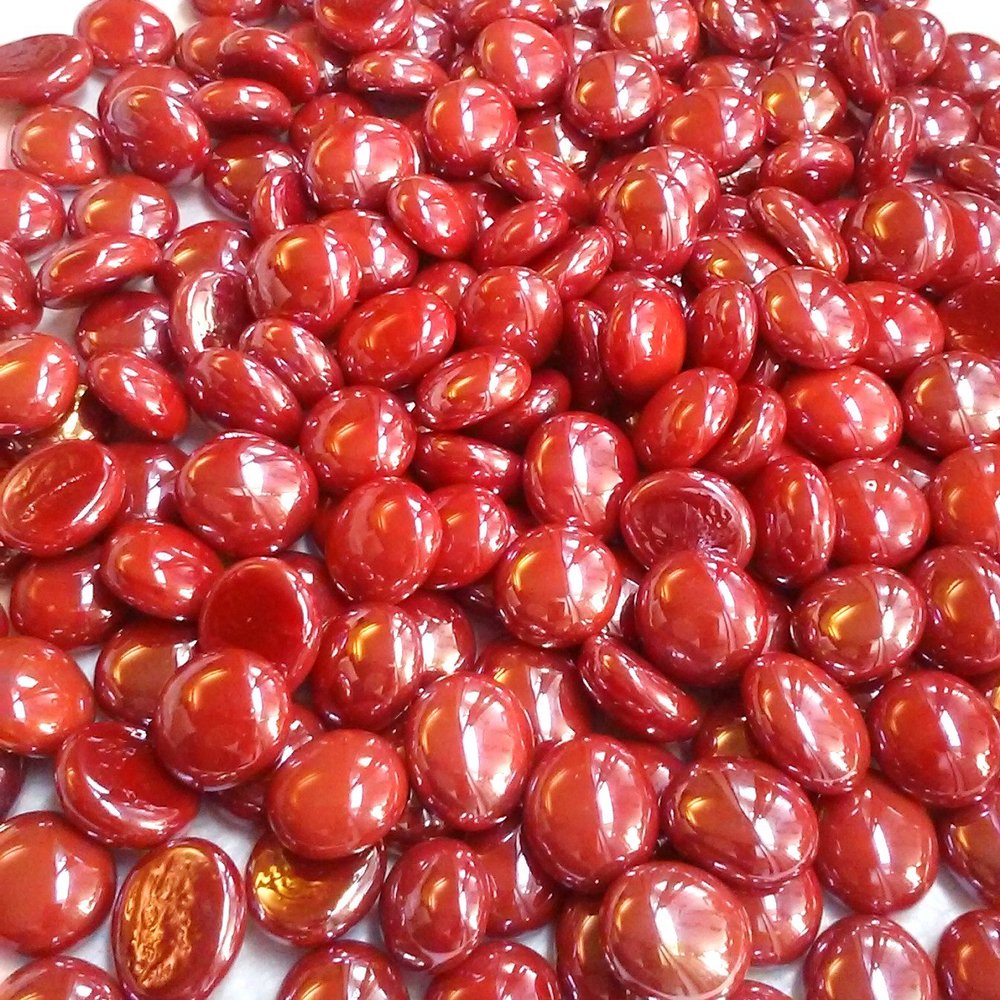 Creative Stuff Glass - 5 LB Opal Red Irid Small - Glass Gems - Vase Fillers