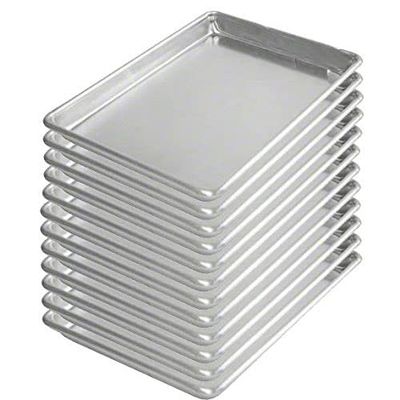 Tiger Chef 1/4 Quarter Size 9.5 x 13 inch Aluminum Sheet Pan Commercial Bakery Equipment Cake Pans NSF Approved 19 Gauge 12 Pack
