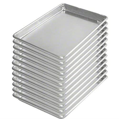 Tiger Chef 1/4 Quarter Size 9.5 x 13 inch Aluminum Sheet Pan Commercial Bakery Equipment Cake Pans NSF Approved 19 Gauge 12 Pack