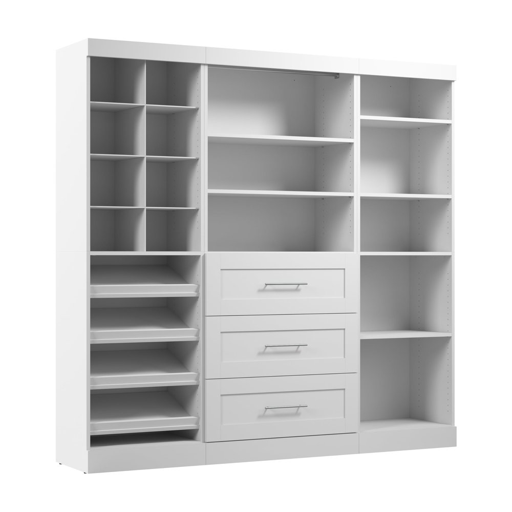 Bestar Closet Organizer System 86-inch for Walk-In Closets, Bedroom, Entryway, Pur Collection, Modern, White
