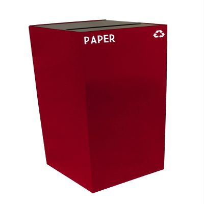 Witt Industries 36GC02-SC GeoCube Recycling Receptacle with Slot Opening, Steel, 36 gal, Scarlet