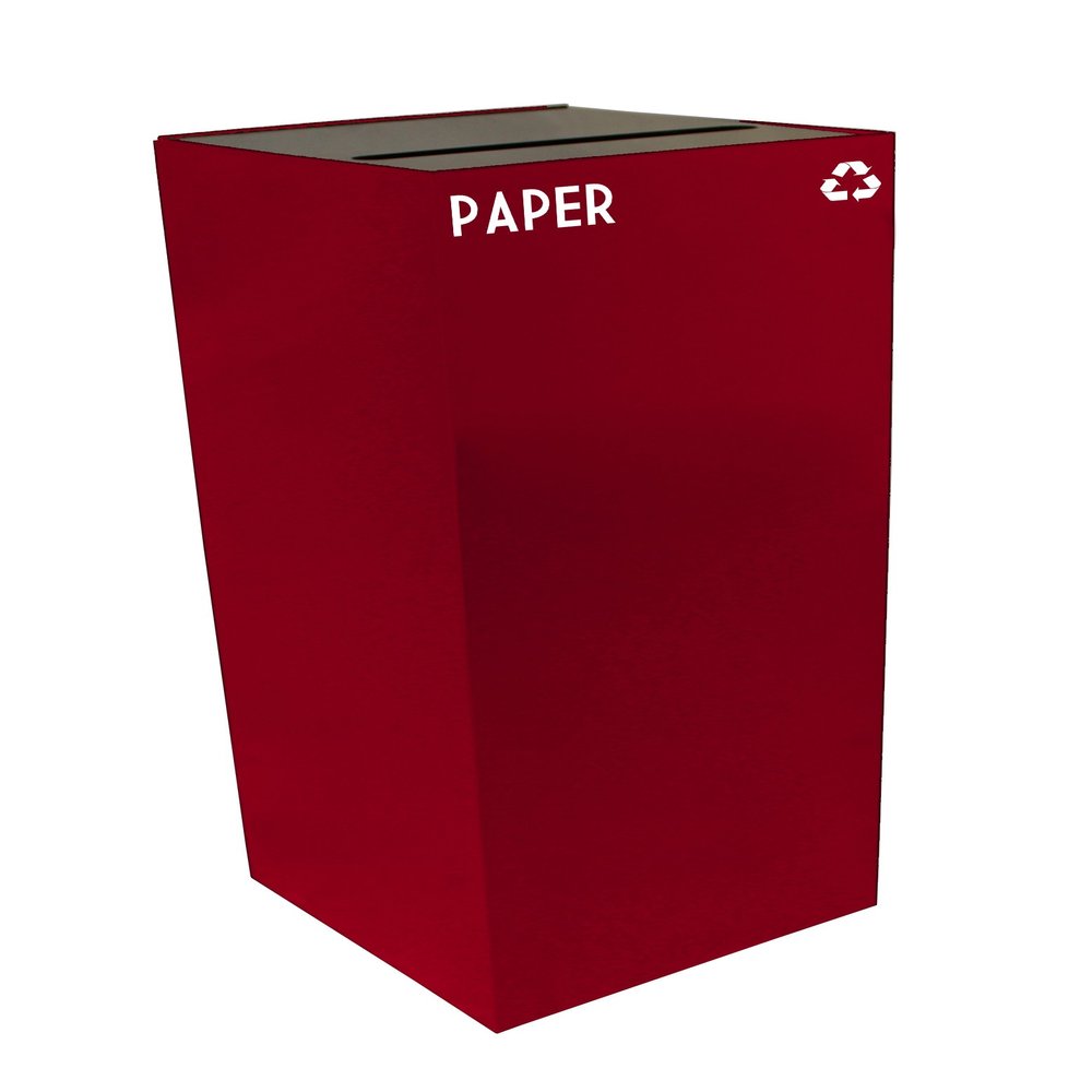Witt Industries 36GC02-SC GeoCube Recycling Receptacle with Slot Opening, Steel, 36 gal, Scarlet