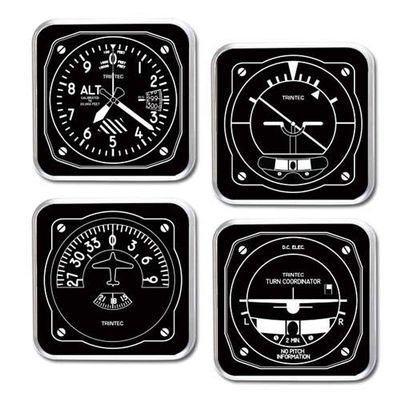 (G Lintec) Trintec [instrument panel] retro Square Coaster Set (Black)