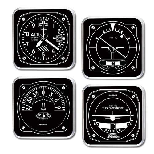 (G Lintec) Trintec [instrument panel] retro Square Coaster Set (Black)
