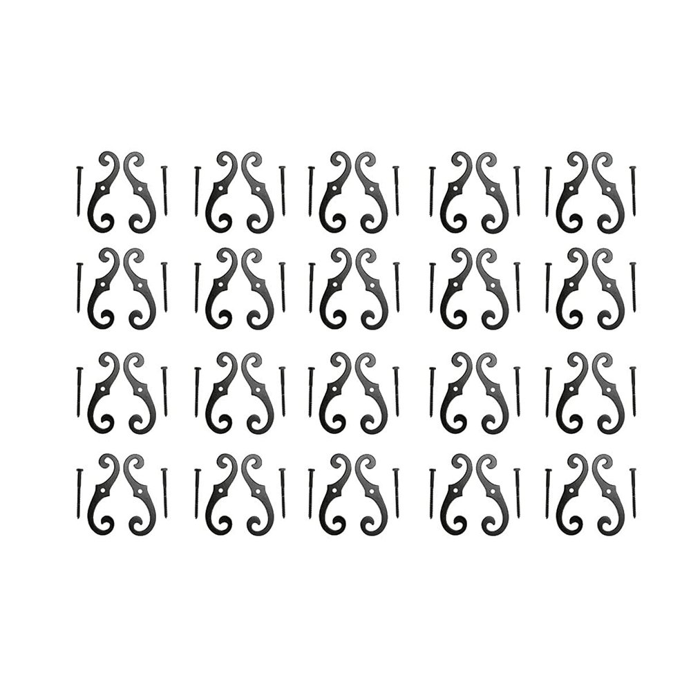 Renovators Supply Manufacturing Black Shutter Dogs 6.5" S Shaped Cast Aluminum Shutter Dogs With Mounting Hardware Pack Of 20