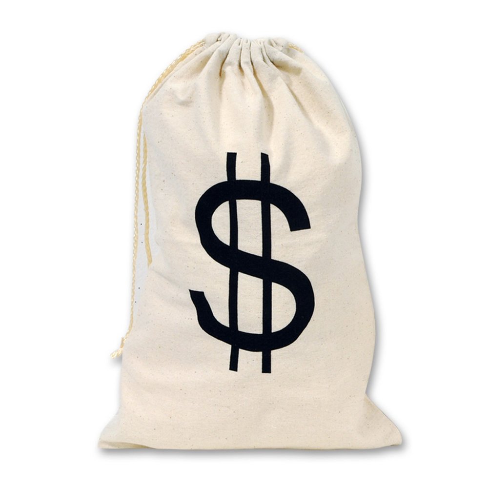 Beistle Party Decoration Accessory Big $ Bag Fabric W/Drawstring 17" X 11" Pack of 12
