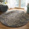 SAFAVIEH Florida Shag Collection Area Rug - 4' Round, Grey & Beige, Damask Design, Non-Shedding & Easy Care, 1.2-inch Thick Ideal for High Traffic Areas in Living Room, Bedroom (SG460-8013) view 1
