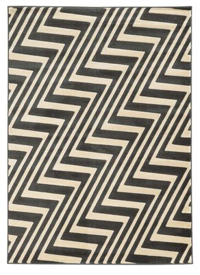 Linon Roma Zigzag Power Loomed Polypropylene 5'x7' Rug in Gray