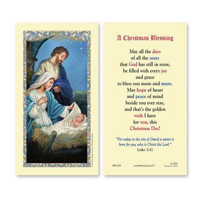Ambrosiana Nativity Laminated Holy Card, 25-Piece, Christmas Blessing