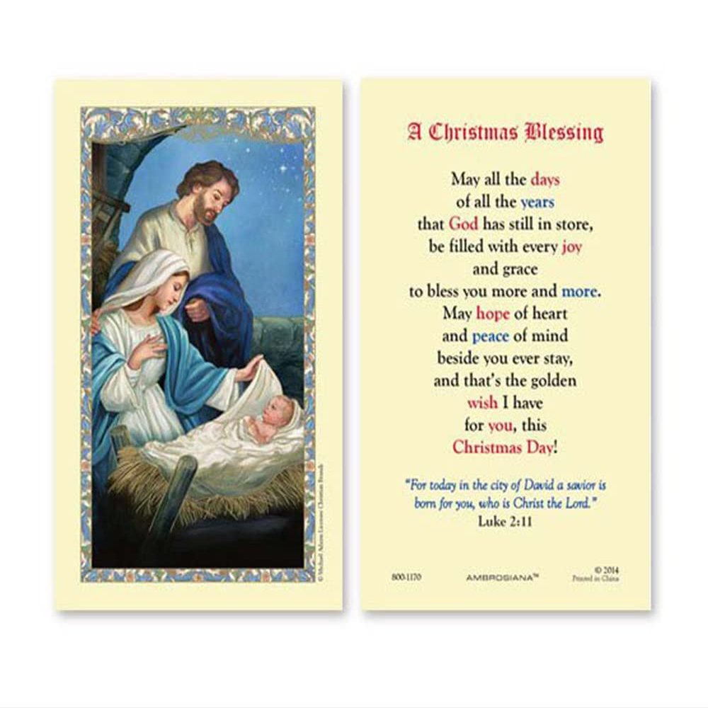Ambrosiana Nativity Laminated Holy Card, 25-Piece, Christmas Blessing