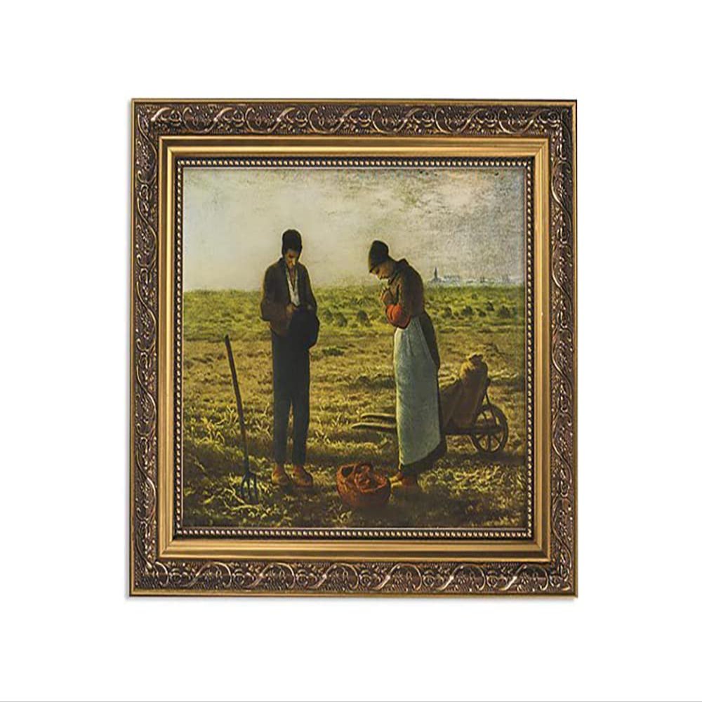 Gerffert Christian Wall Dcor Ornate Gold Framed Artwork, 13 x 11-Inch, Millet - The Angelus