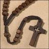 Autom Wooden Rosary - 12 Catholic Prayer Beads for Men Dark Bown Square Beaded Rosaries with Crucifix, 18.5", Holy Spirit view 1