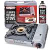 Chef Master 12,000 BTU Portable Butane Stove - Gas Burner for Camping & Outdoor Cooking - Countertop Cooktop with Carry Case, Wind Guard & Electronic Ignition - Portable Cooker & Burner Stove 90235 view 1