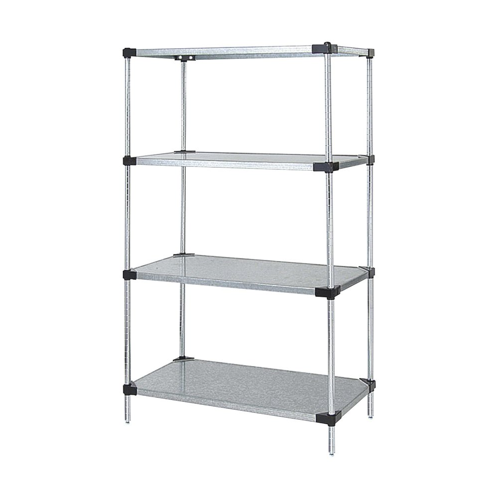 Quantum Solid Shelf Unit System - 86in.H Unit with 4 36in.W x 24in.D Shelves, Model Number WR86-2436SG