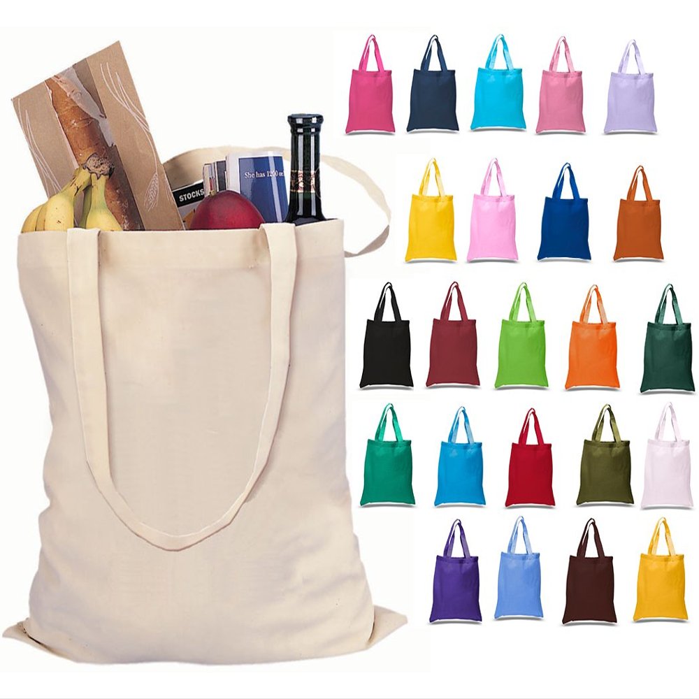 Set of 60 Wholesale Cotton Tote Bags 100% Cotton Reusable Tote Bags 5 Dozen