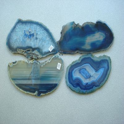 Stunningly Beautiful Agate Slices-Blue-Freeform Shapes 3.5-5 inches-Set of 4