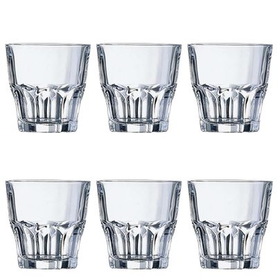 ARC J2611 Pack of 6 Granite Tempered Glass Glasses, 20 cl, 6 Units