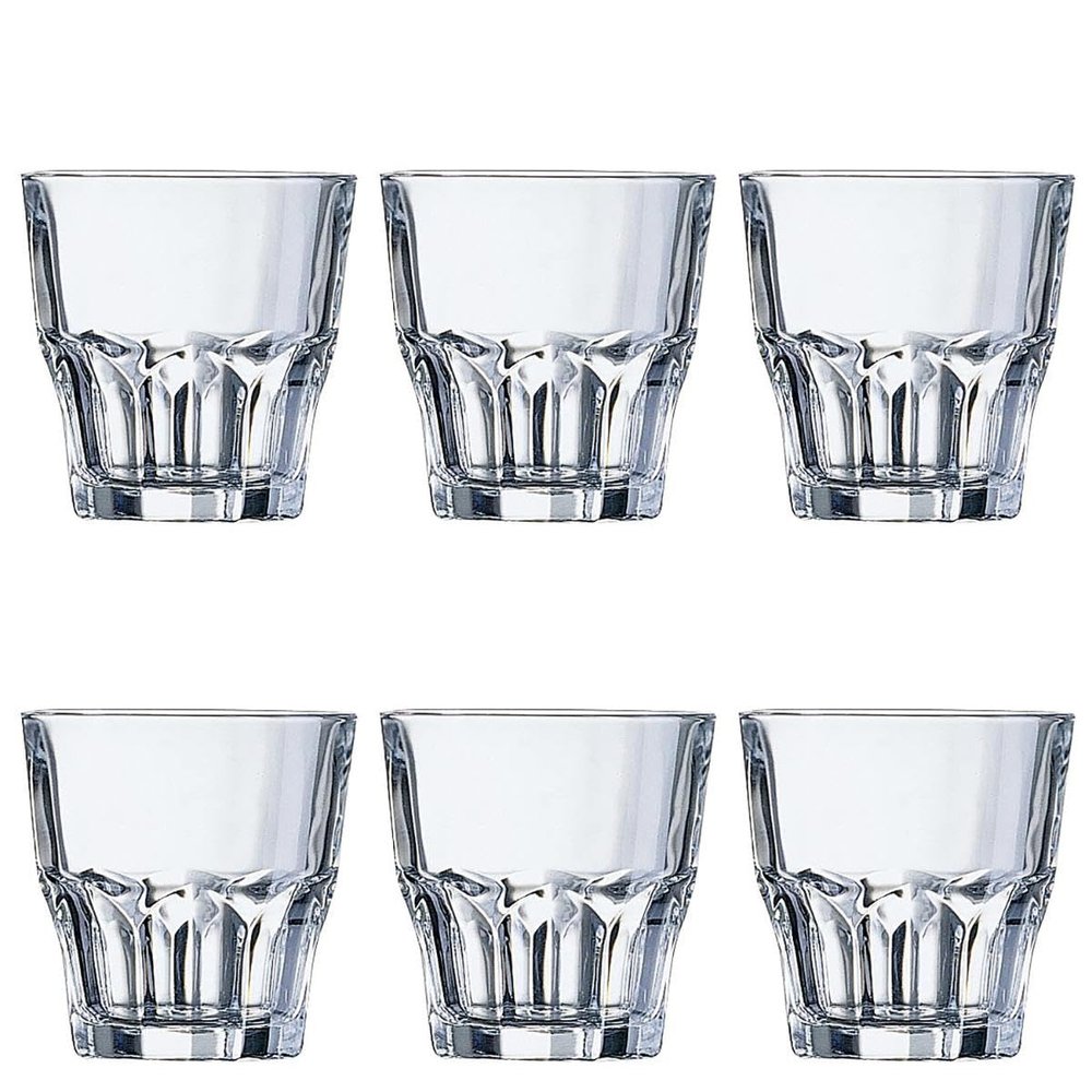 ARC J2611 Pack of 6 Granite Tempered Glass Glasses, 20 cl, 6 Units
