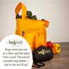 BagPodz Sturdy Reusable Grocery Bags Foldable and Washable - Made From RipStop Nylon Hold 50lbs - Designed in USA Reusable Shopping Bags Inside a Compact Pod with Carry Clip - 5 Pack in Orange view 2