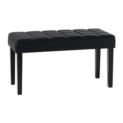 CorLiving California 24 Panel Bench in Black Leatherette, Black