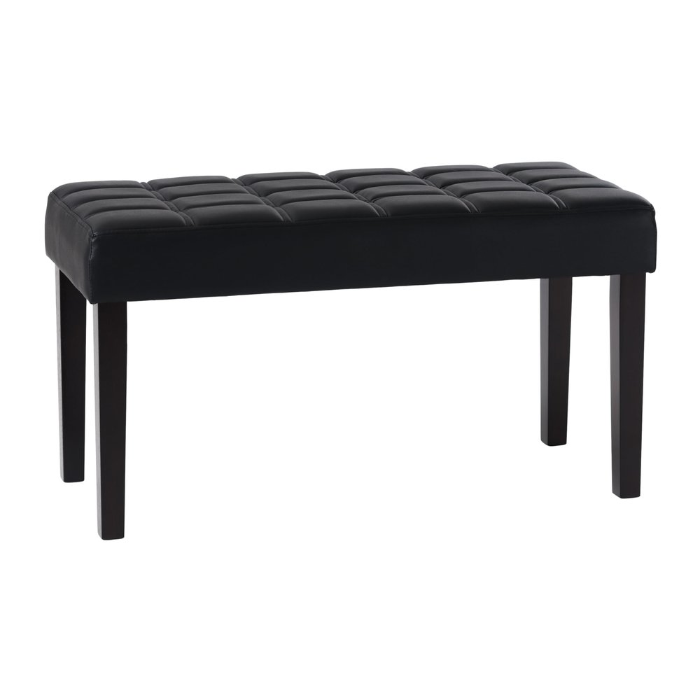 CorLiving California 24 Panel Bench in Black Leatherette, Black