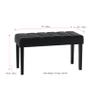 CorLiving California 24 Panel Bench in Black Leatherette, Black view 3