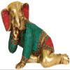 Crawling Ganesha - Brass Statue with Inlay view 1