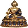 Lapis Buddha of Healing - Brass Statue with Inlay view 1