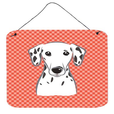 Caroline's Treasures BB1131DS66 Red Checkered Dalmatian Wall or Door Hanging Prints Aluminum Metal Sign Kitchen Wall Bar Bathroom Plaque Home Decor, 6x6, Multicolor