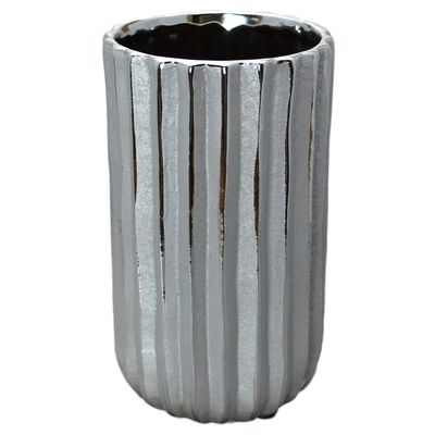 NINDEL SS144-B Silver Stripe Base Vase, Small