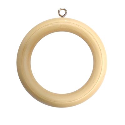 Bulk Hardware BH03285 Wooden Curtain/Drape Pole Ring with Screw Eye - Internal Diameter is 1-5/8 inch Light Brown, Pack of 24