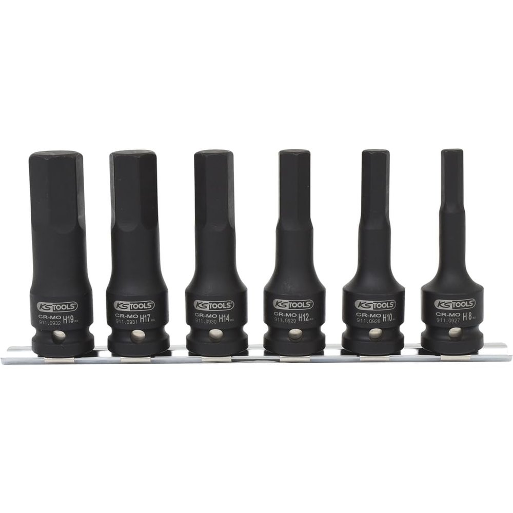 KS TOOLS 1/2" Impact bit Socket Set, Long, 6 pcs