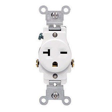 Leviton 20 amps 250 volt Single White Outlet 6-20R 1 pk