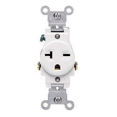 Leviton 20 amps 250 volt Single White Outlet 6-20R 1 pk