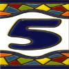 House numbers 3 inch. Handpainted house number tiles for signs, addresses and names. Address numbers for houses. House address numbers and letters. Design MOSAICO MINI 2,87" x 1,38" (NUMBER 5) view 1