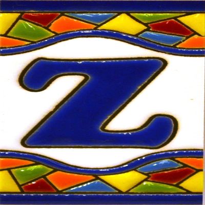 House letters 3 inch. Handpainted house letter tiles for signs, addresses and names. Address numbers for houses. House address numbers and letters. Design Design MOSAICO MINI 2,87" x 1,38" (LETTER Z)