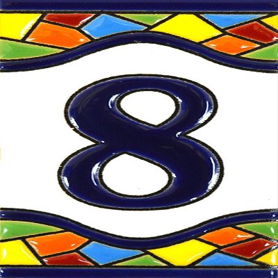 ART ESCUDELLERS House Number Tile, Ceramic, 4.29" x 2.13", Traditional Style, Multicolor