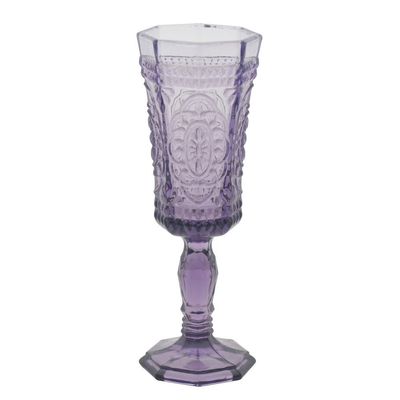 10 Strawberry Street Vatican 4 Oz Champagne Flute, Set of 6, Amethyst Glass