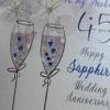 WHITE COTTON CARDS Champagne Flutes to My Husband On Our Sapphire Handmade 45th Anniversary Card, White, P45H,16cm x 16cm view 2