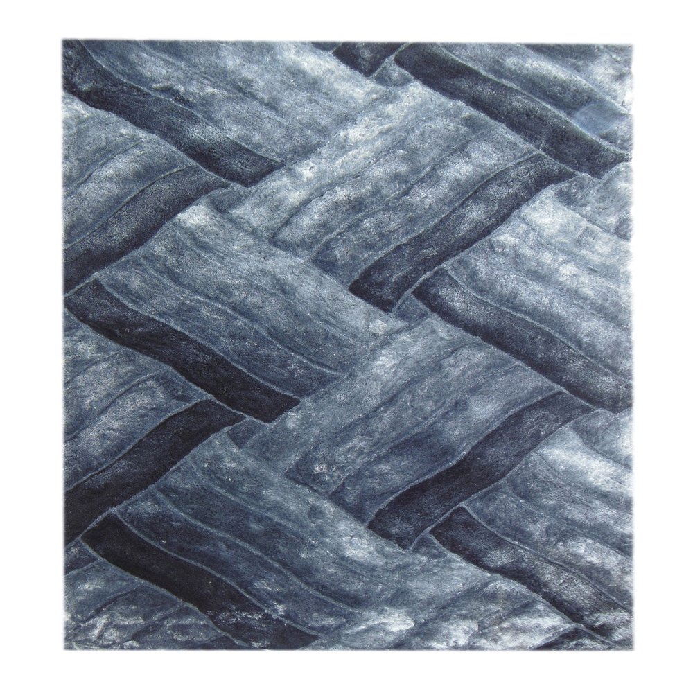 "Boston" Contemporary Shag Rug -Available 5'-3"x 8' or 6'-6"x 10'-Different Colors Option-Indoor Rug (6'-6"x 10', Gray/Blu)