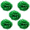 WYZworks Set of 5 - Green 10" - (5 Pack) Tissue Pom Poms Flower Party Decorations for Weddings, Birthday, Bridal, Baby Showers, Nursery, Dcor, Halloween view 1