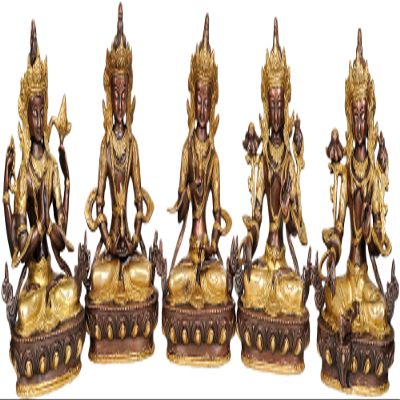 Chenrezig, Amitabha, Vajrasattva, White Tara and Green Tara (Set of 5 Sculptures) - Brass Statue