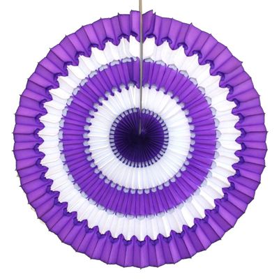 3-Pack 16 Inch Striped Honeycomb Tissue Paper Fan (Purple/White)