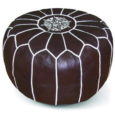 IKRAM DESIGN Moroccan Pouf, Chocolate, 20-Inch by 13-Inch