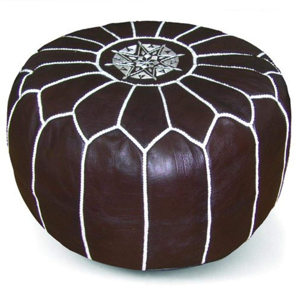 IKRAM DESIGN Moroccan Pouf, Chocolate, 20-Inch by 13-Inch